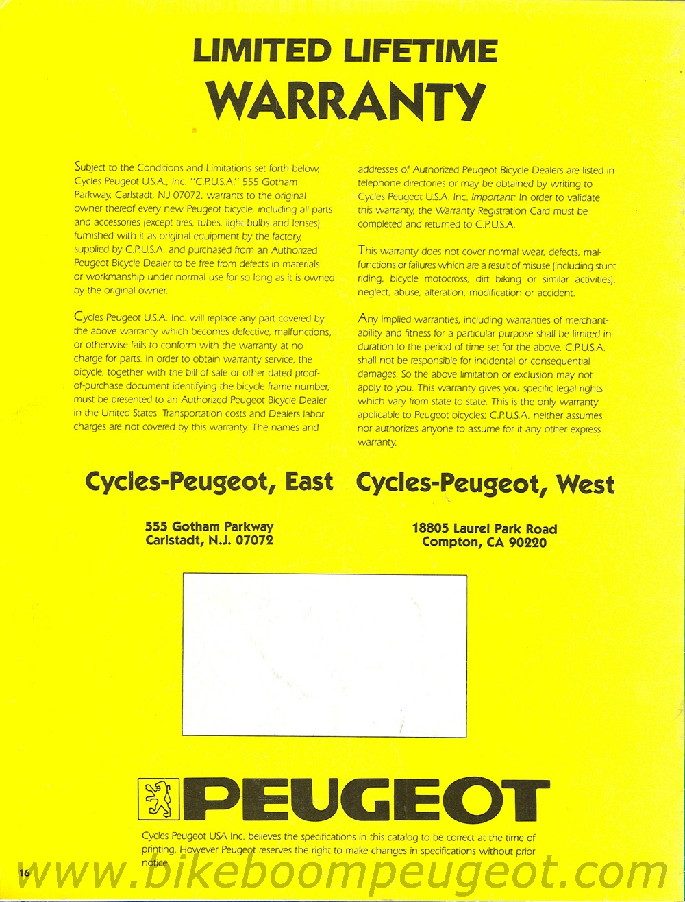 Peugeot 1985 USA Brochure